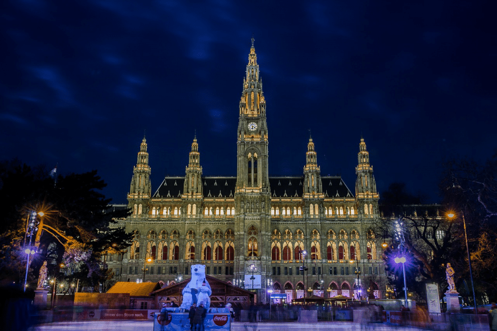 Picture of Wiener Rathaus in Vienna at Christmas