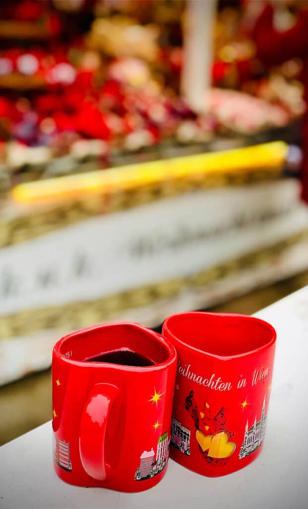 Christmas themed coffee cups in Vienna