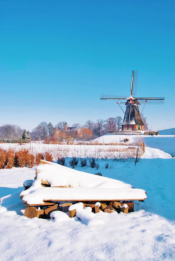 Windmill near Amsterdam in winter