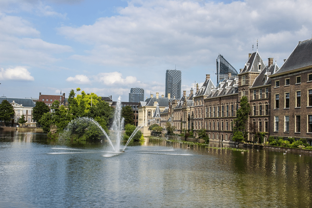 View of the Hofvijver lake in The Hague