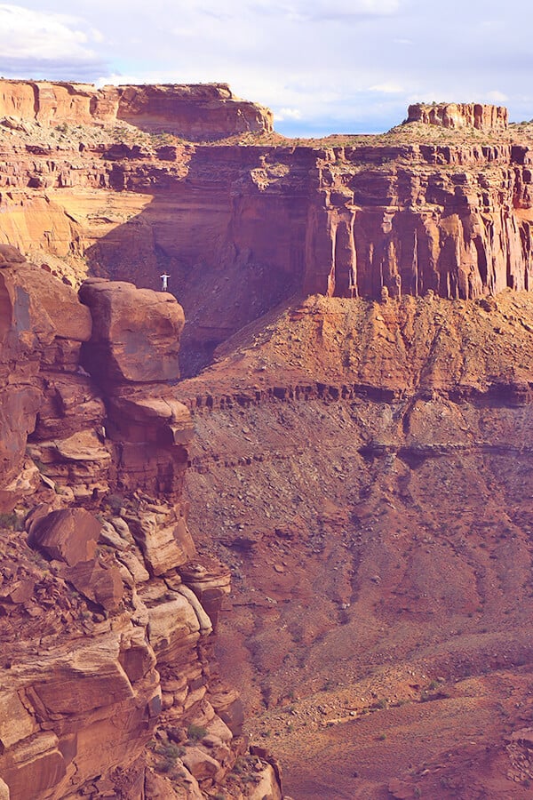 View of a person posing at the Grand Canyon