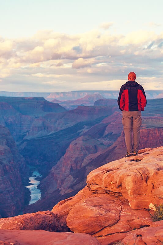 Man hiking at the Grand Canyon