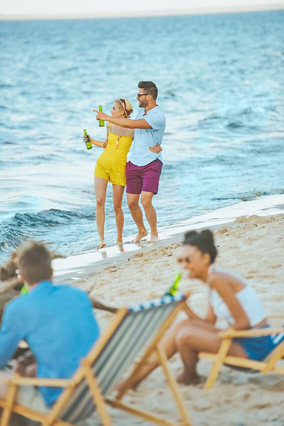 Couple having fun at Miami Beach