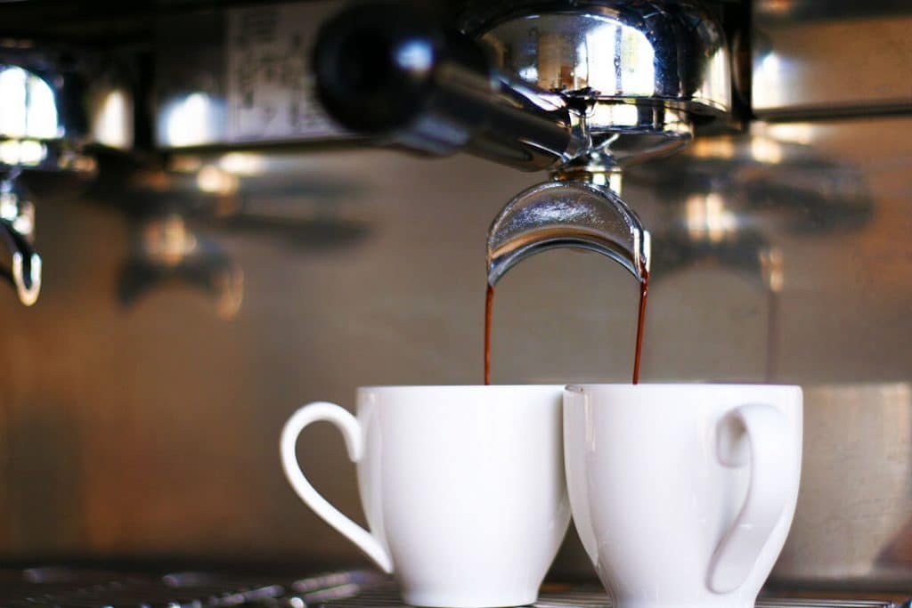 Traditional espresso machine making Neapolitan coffee