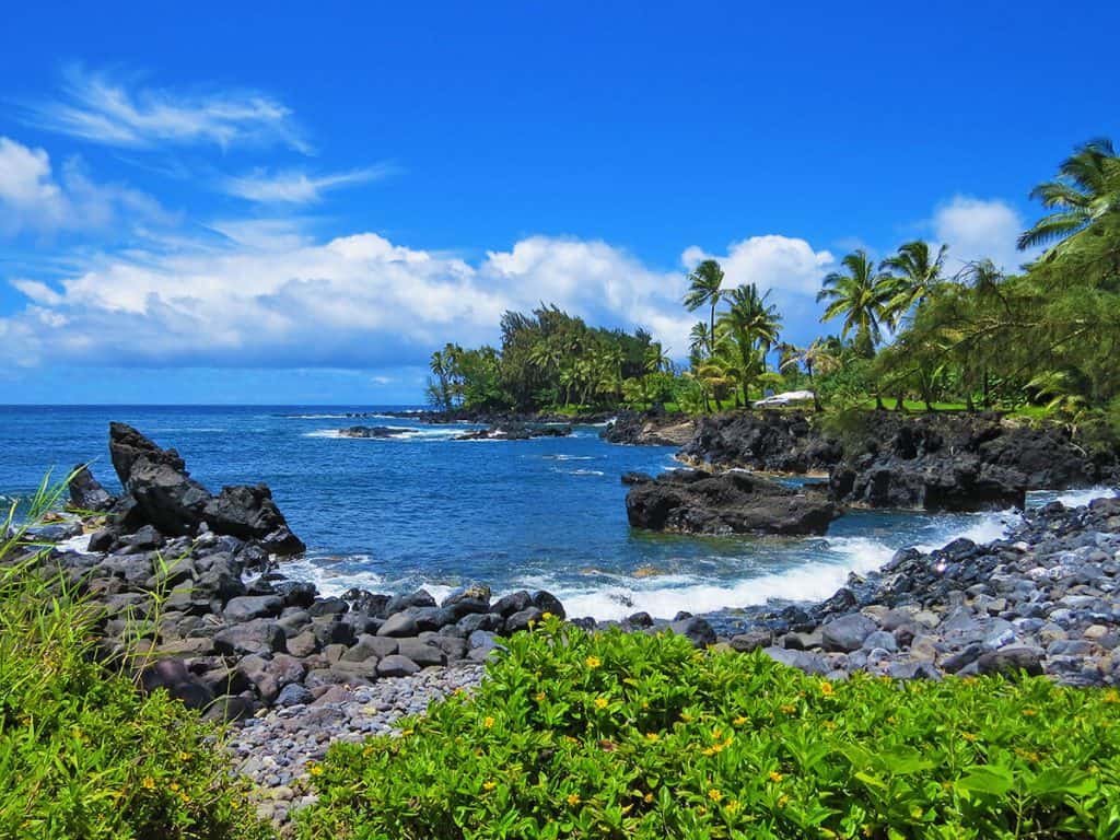 La Keanae Peninsula a Maui vista dal parcheggio