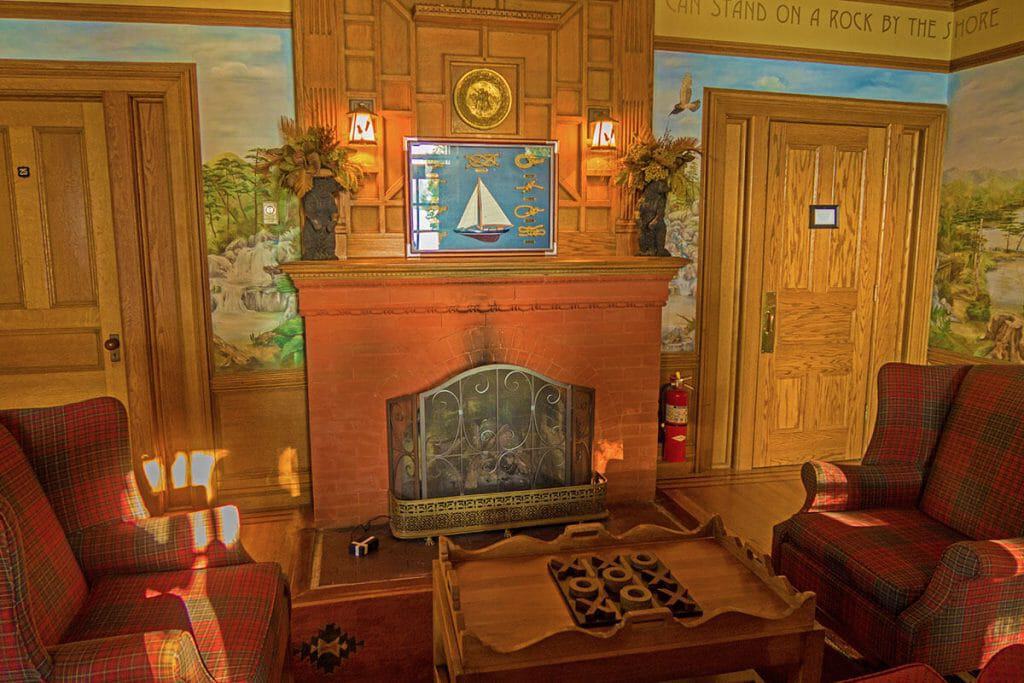 View of one of the dining rooms at The Hedges (Adirondacks)