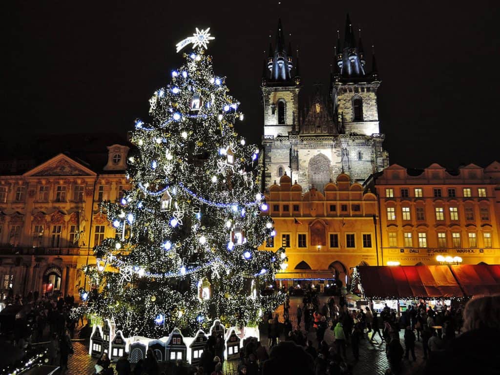 Christmas tree in Prague at Christmas