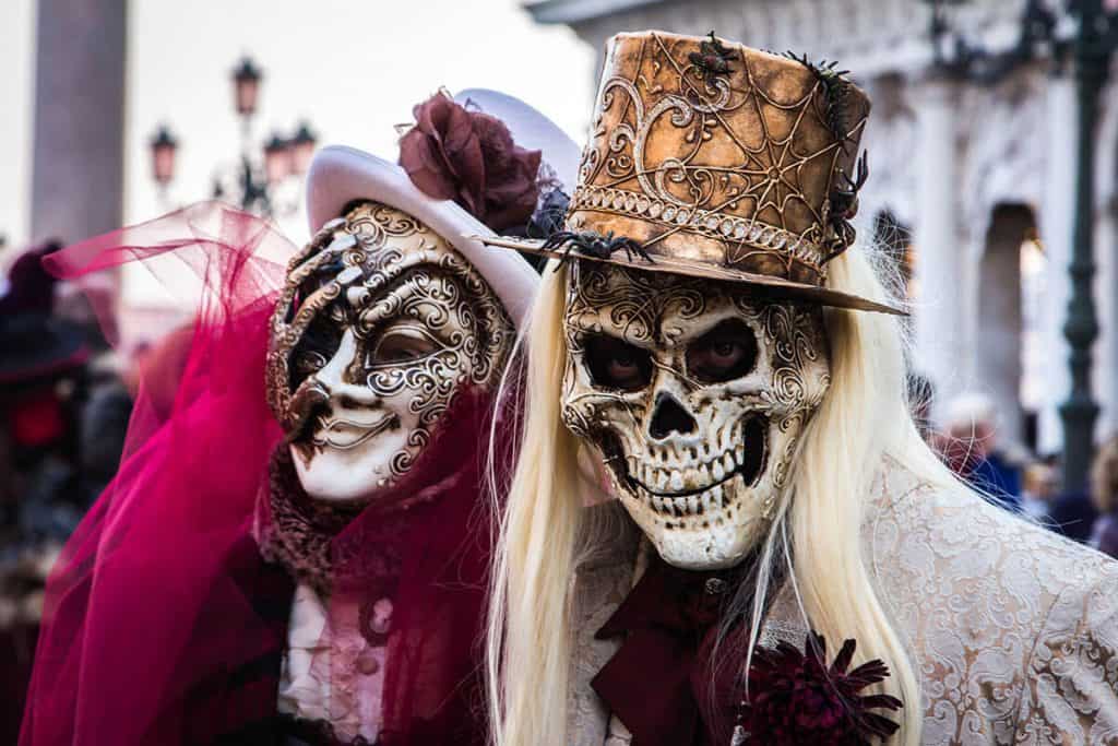 Cosplayers with skull masks at Lucca Comics and Games in Italy