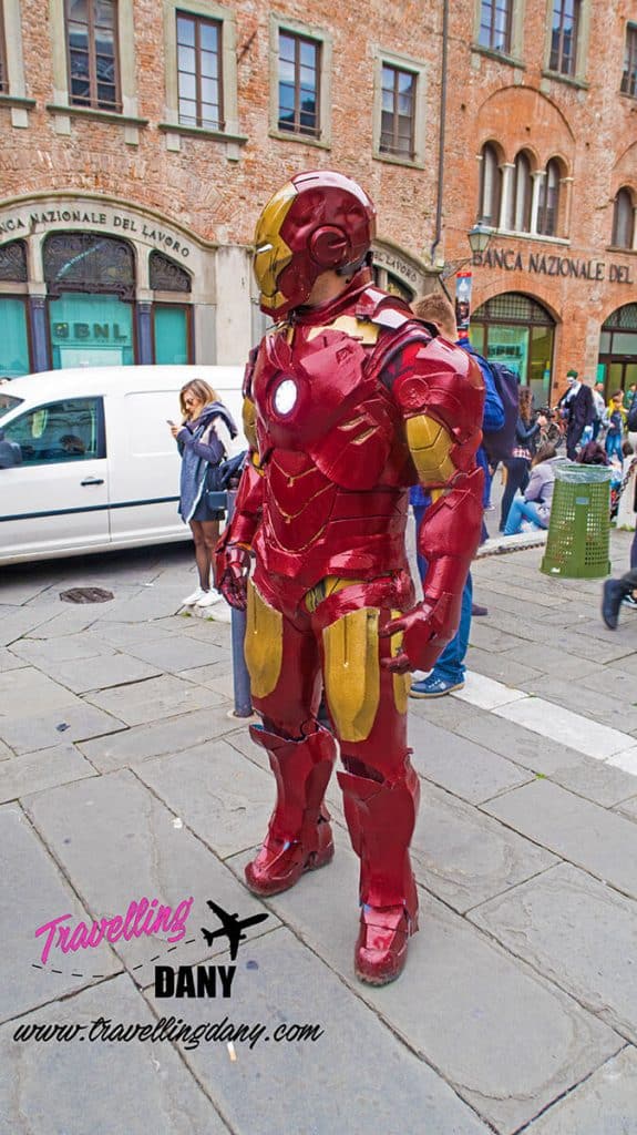 IronMan cosplayer in Lucca main square, Italy