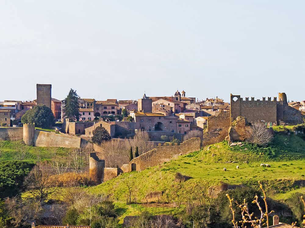 View of historical buildings and the countryside in Tuscia Viterbese, Italy