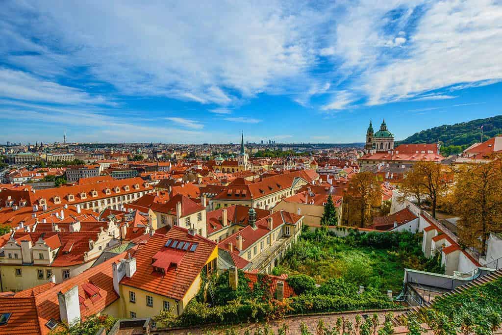 best places to stay in Prague aerial view of Prague