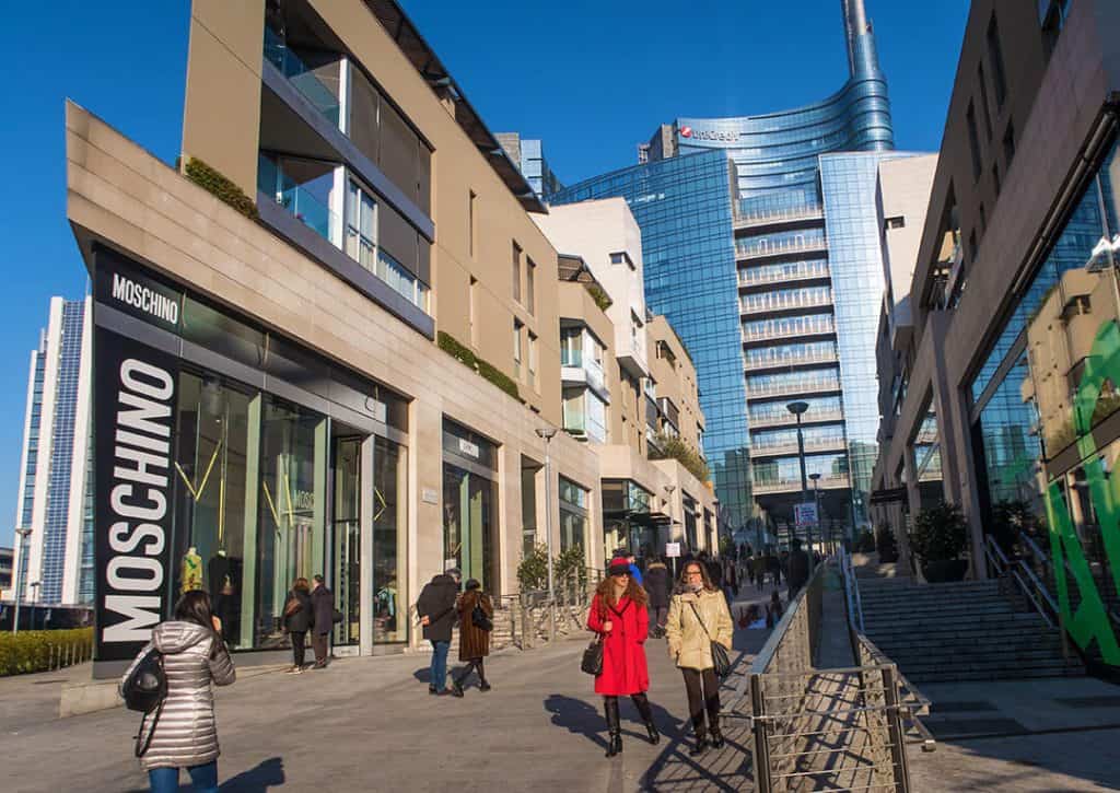 Trendy shops at Piazza Gae Aulenti (Milan)