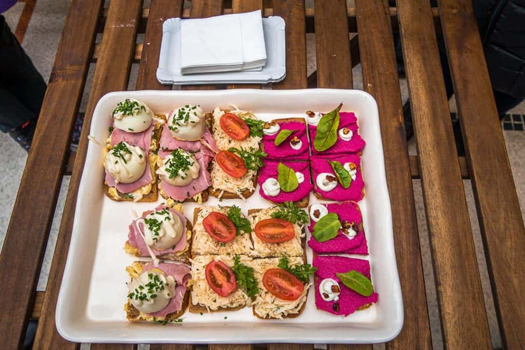 Open face sandwiches at Sisters Bistro in Prague