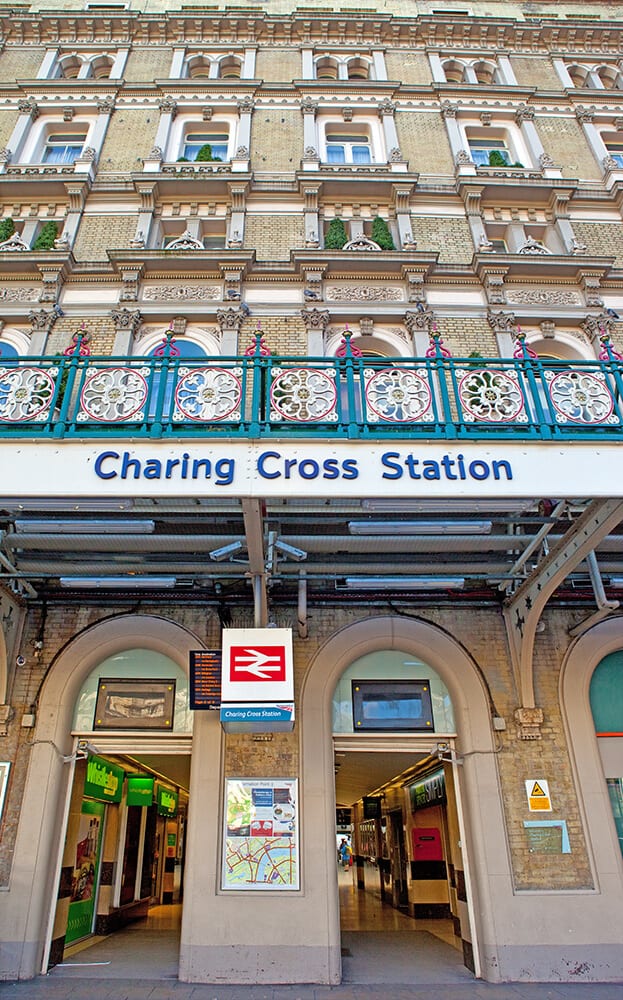 Charing Cross Station entrance in London