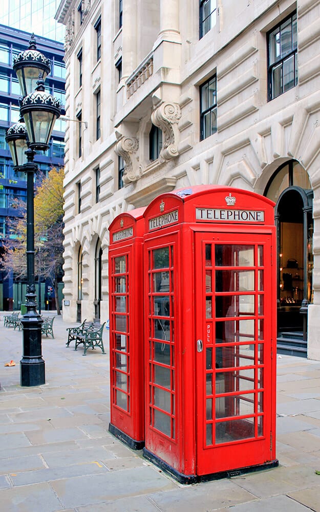 Two red phone boots in London (UK)