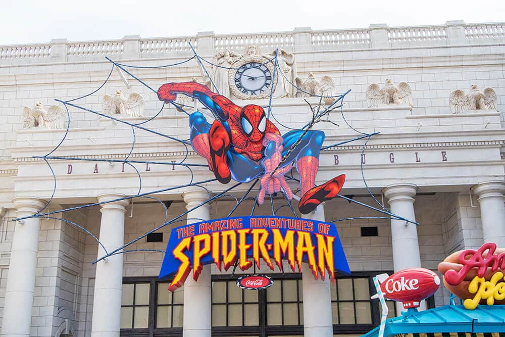 Entrance to the Spiderman 4D ride at USJ in Osaka