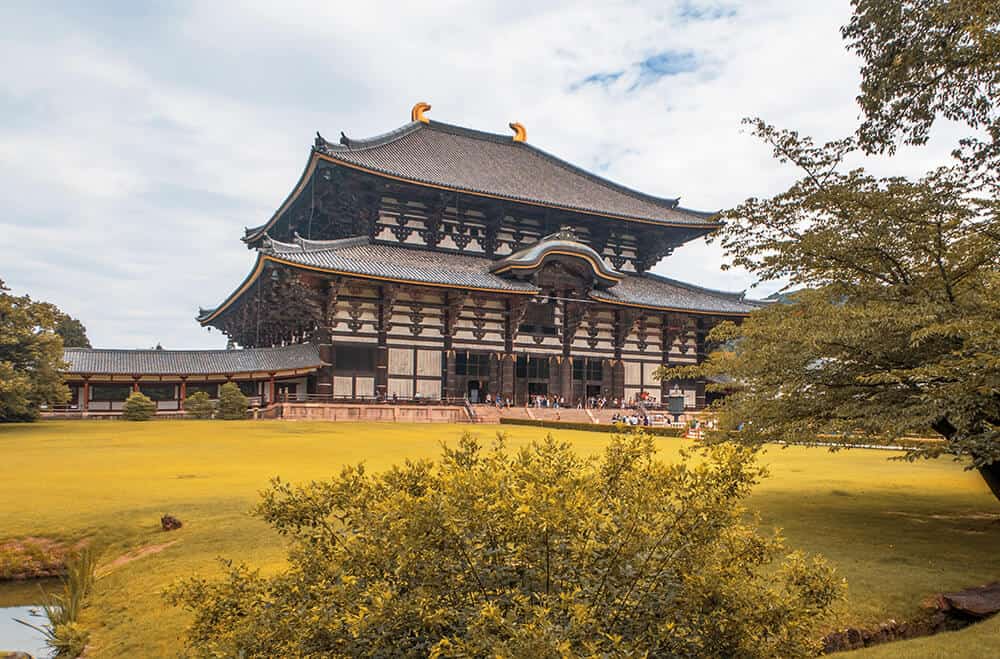 A beautiful view of Todaiji Temple in Japan in autumn