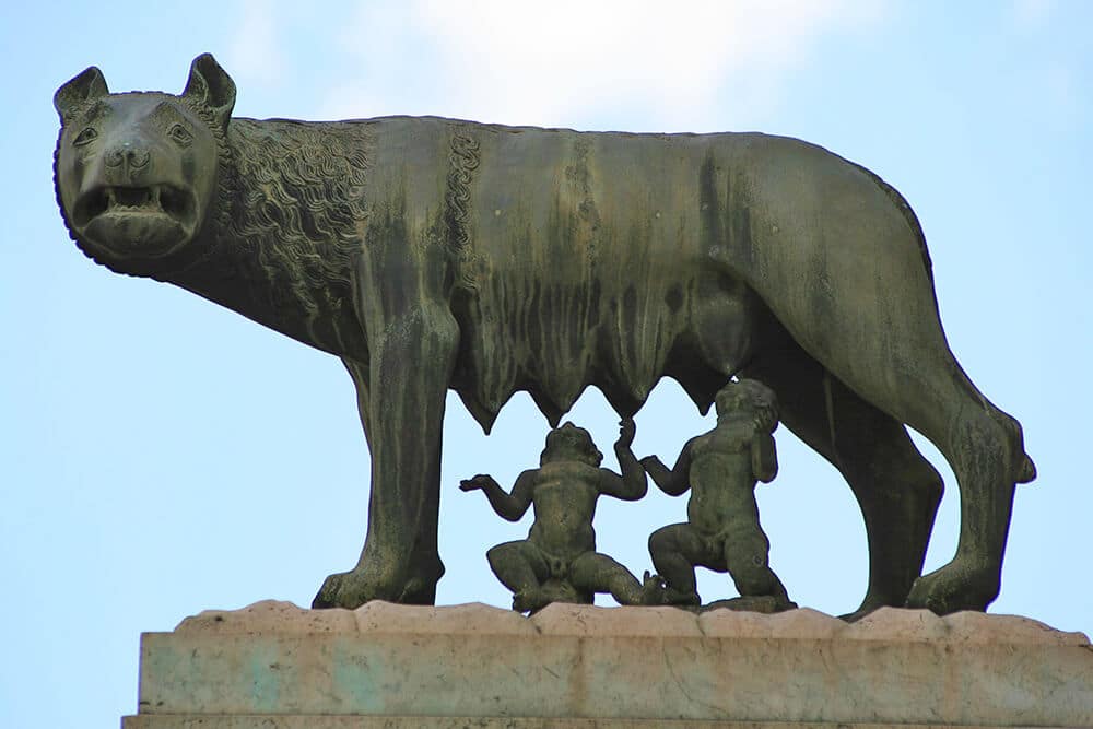 The Lupa Capitolina statue in Piazza del Campidoglio, Rome (Italy)