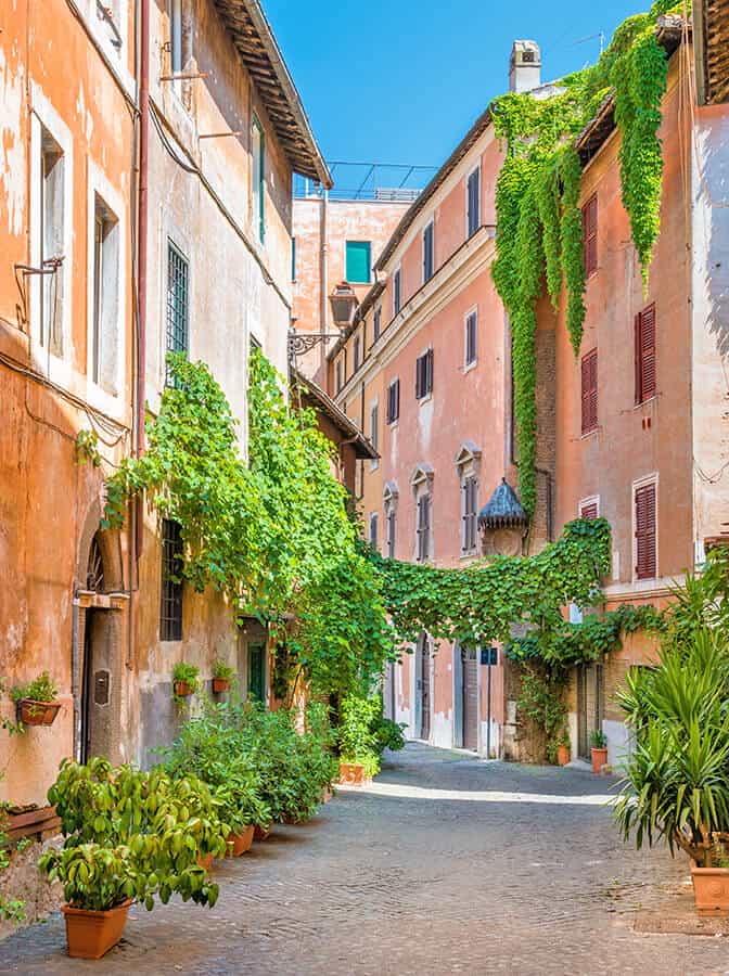 Romantic street in Trastevere (Rome)