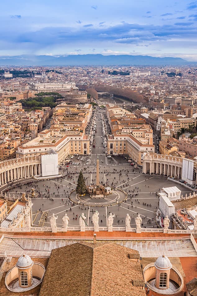 Panorama di città del Vaticano a Natale