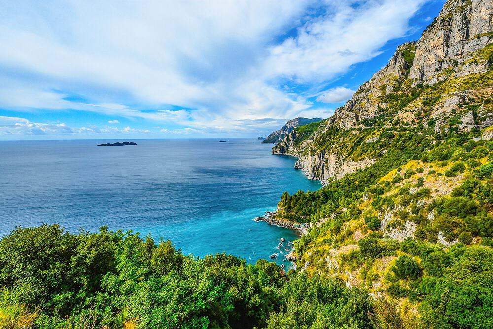 Beaches on the Amalfi Coast | Turquoise waters and the rugged coast near Amalfi