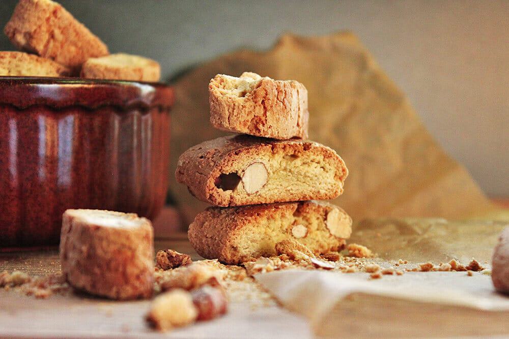 A bunch of Italian Cantucci with almonds