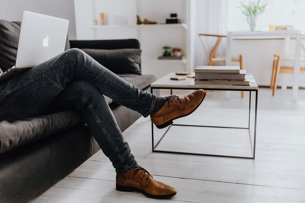 Man wearing a pair of Italian leather shoes