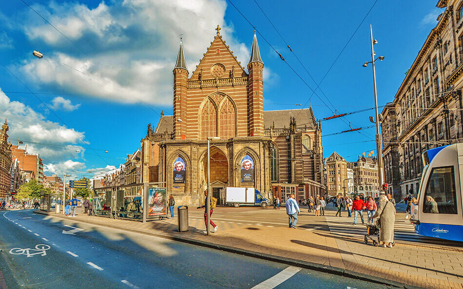 Amsterdam photography of the beautiful Nieuwe Kerk while there was an exhibit on Marilyn Monroe