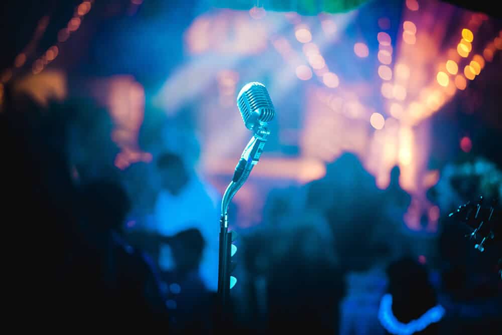 Old style microphone on stage at Blue Note Hawaii