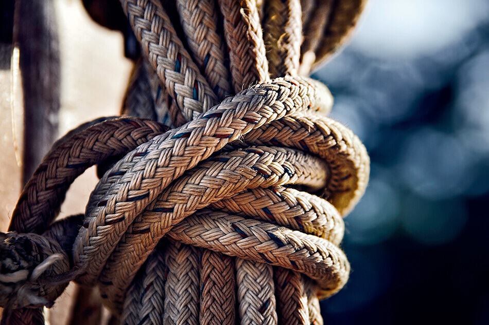 Nautical ropes used on the yachts cruising the Amalfi Coast