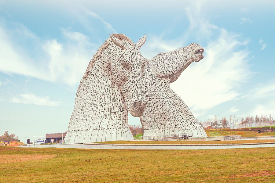 I Kelpies a Falkirk nel parco The Helix in Scozia