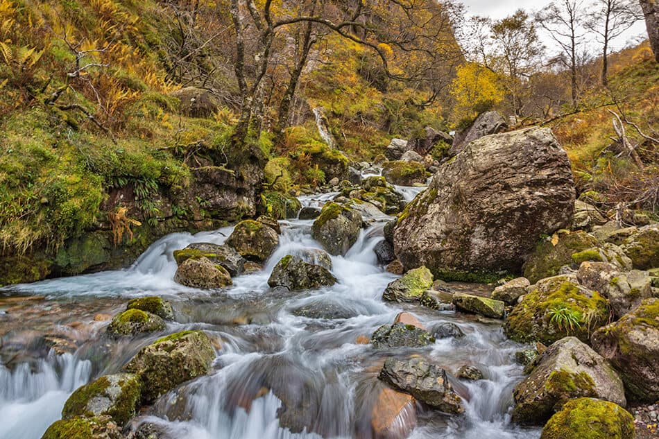 Waterfall at the Trossach National Park in Scotland