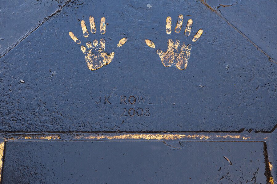 A stop on the free Harry Potter tour to see J.K. Rowling handprints at Edinburgh City Chambers 