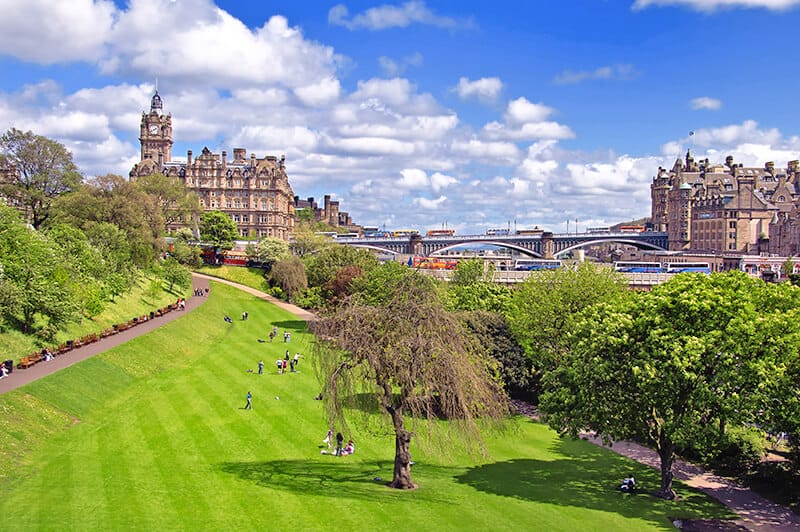 Edinburgh castle and the city seen from above