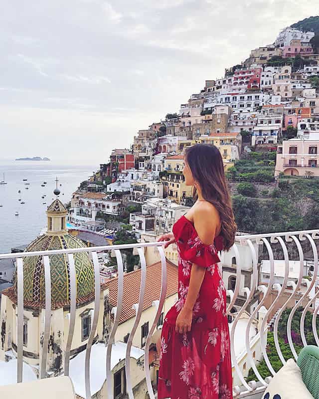 Woman in a summer dress in Positano (Italy)