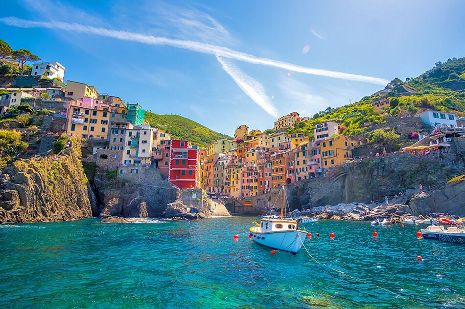 Manarola (Cinque Terre) in summer seen from a boat