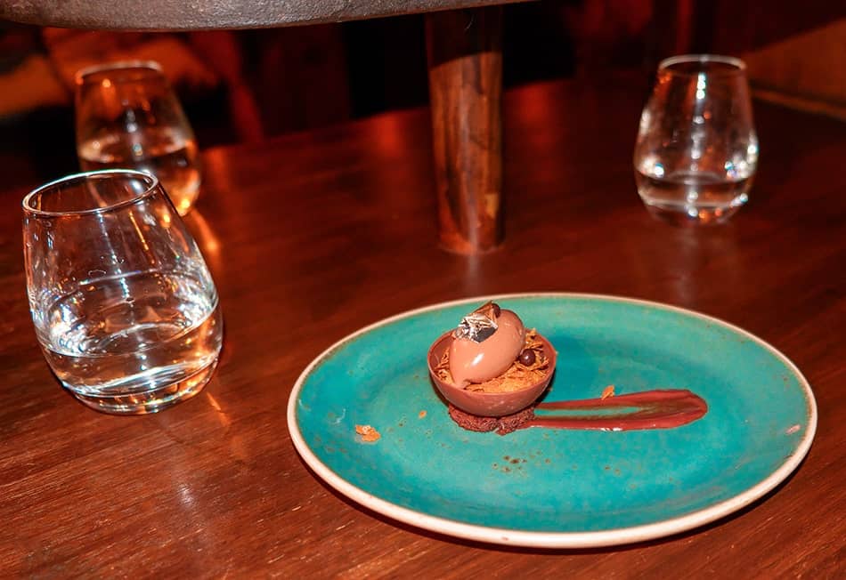 Hazelnut rocher pudding at the Basement Sate in Soho London