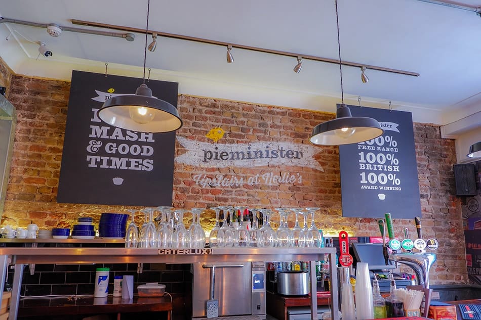 View of the Upstairs at Nellie's with the Pieminster experience logo