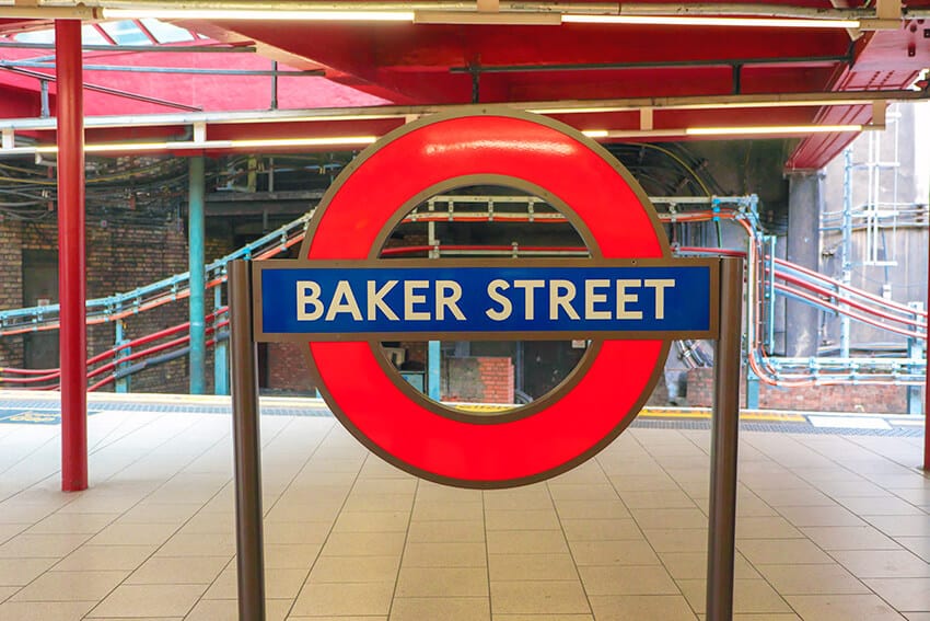Baker Street subway sign in London