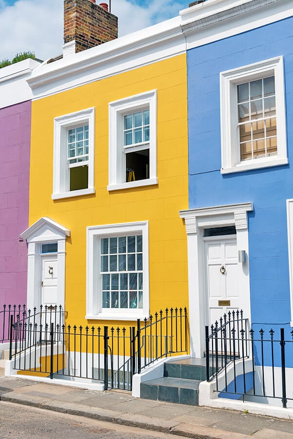 Colorful houses at Portobello Road London