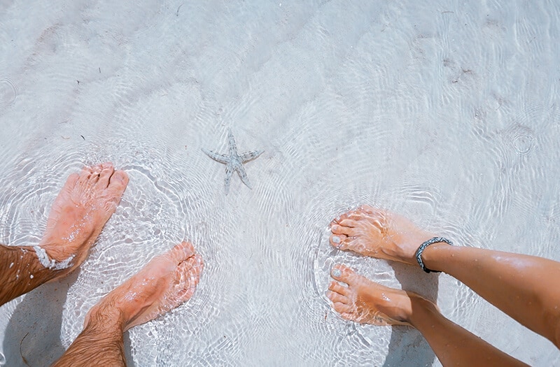 Romantic date in Miami: ocean date with a starfish in the water