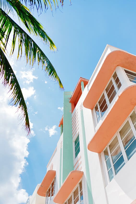 An Art Deco building in Ocean Drive, Miami, Florida