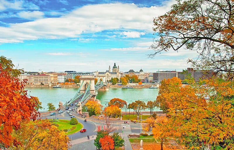 Fall foliage in Budapest (Europe)