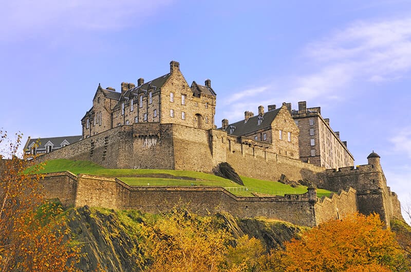 Edinburgh Castle surrounded by fall foliage 