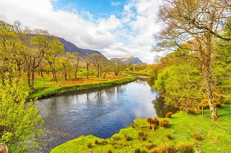 Awesome view of autumn in Europe at Connemara National Park in Ireland