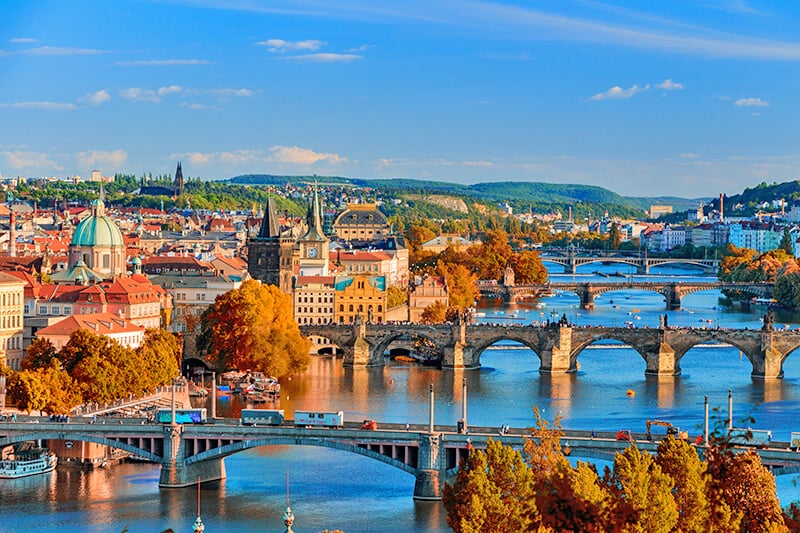 Fall foliage in Prague in autumn