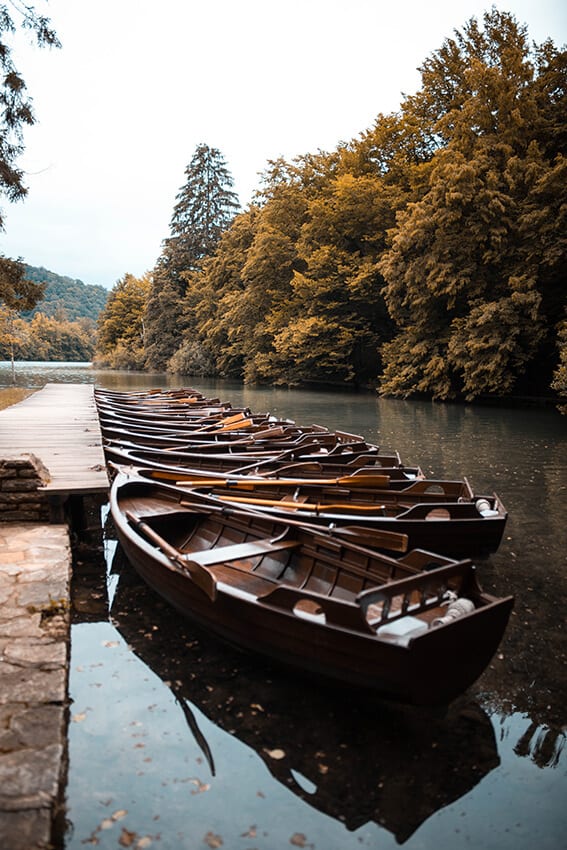 Boats in the Adirondacks in autumn