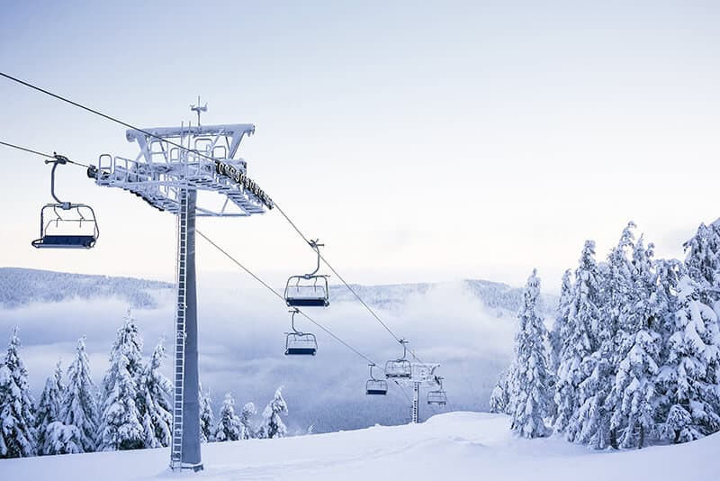 Bolzano chair lift on a snowy day
