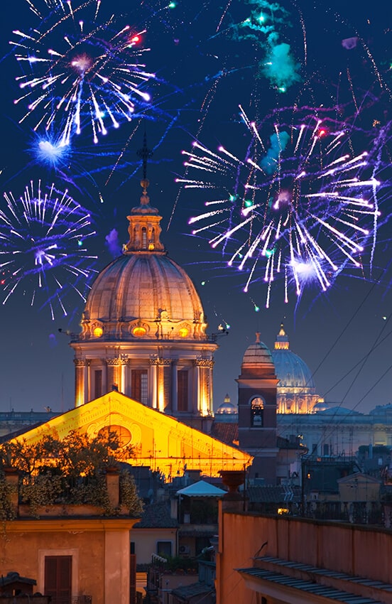 Fireworks show in Rome at night