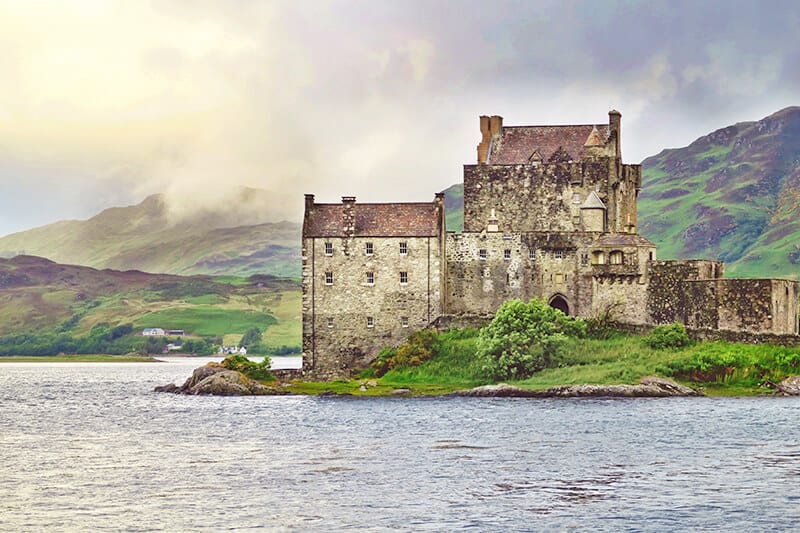 View of Eilean Donan castle on a road trip to Scotland